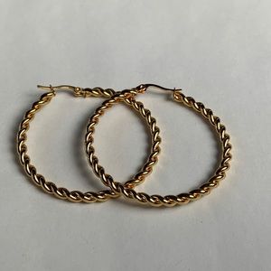 Twisted Statement Hoop Earrings 18K Gold Plated Earrings